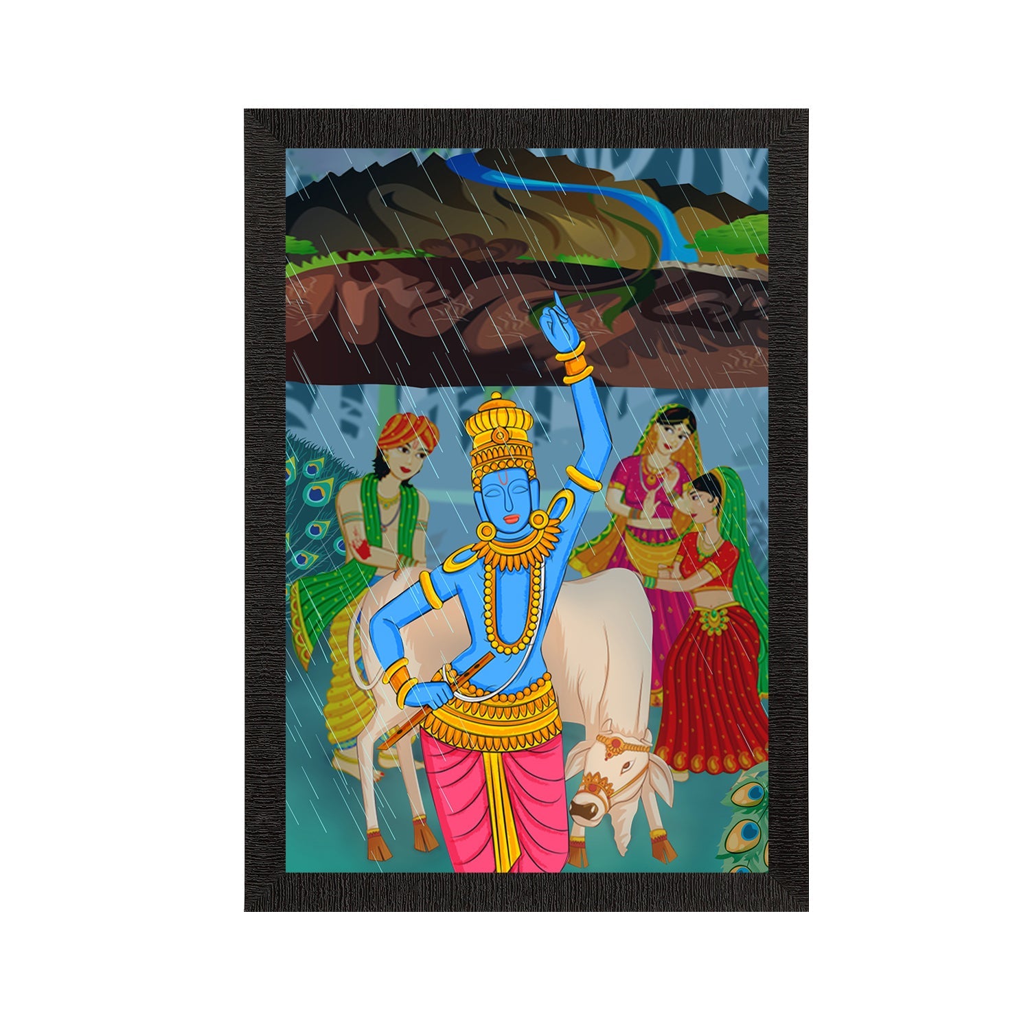 Lord Krishna Satin Matt Texture UV Art Painting Kafalo