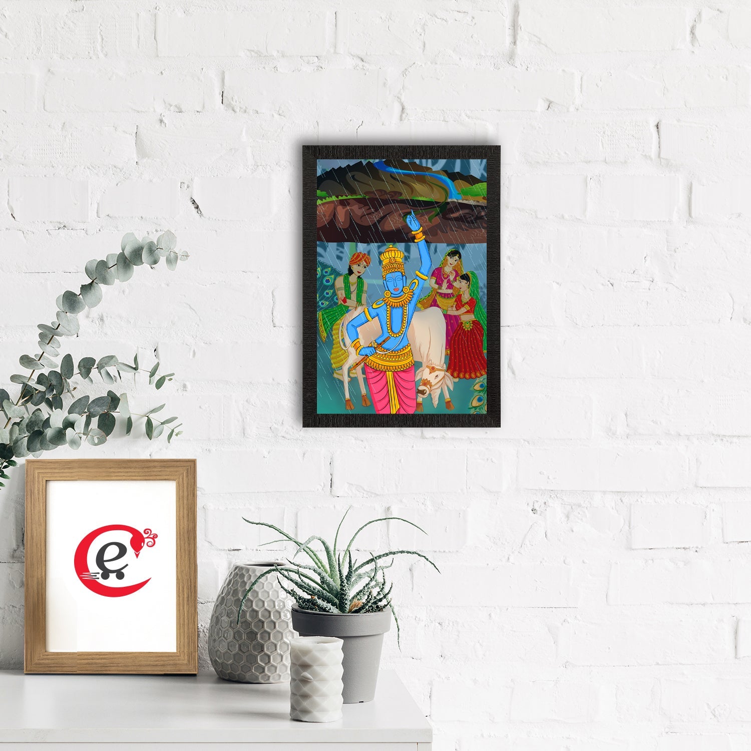 Lord Krishna Satin Matt Texture UV Art Painting Kafalo