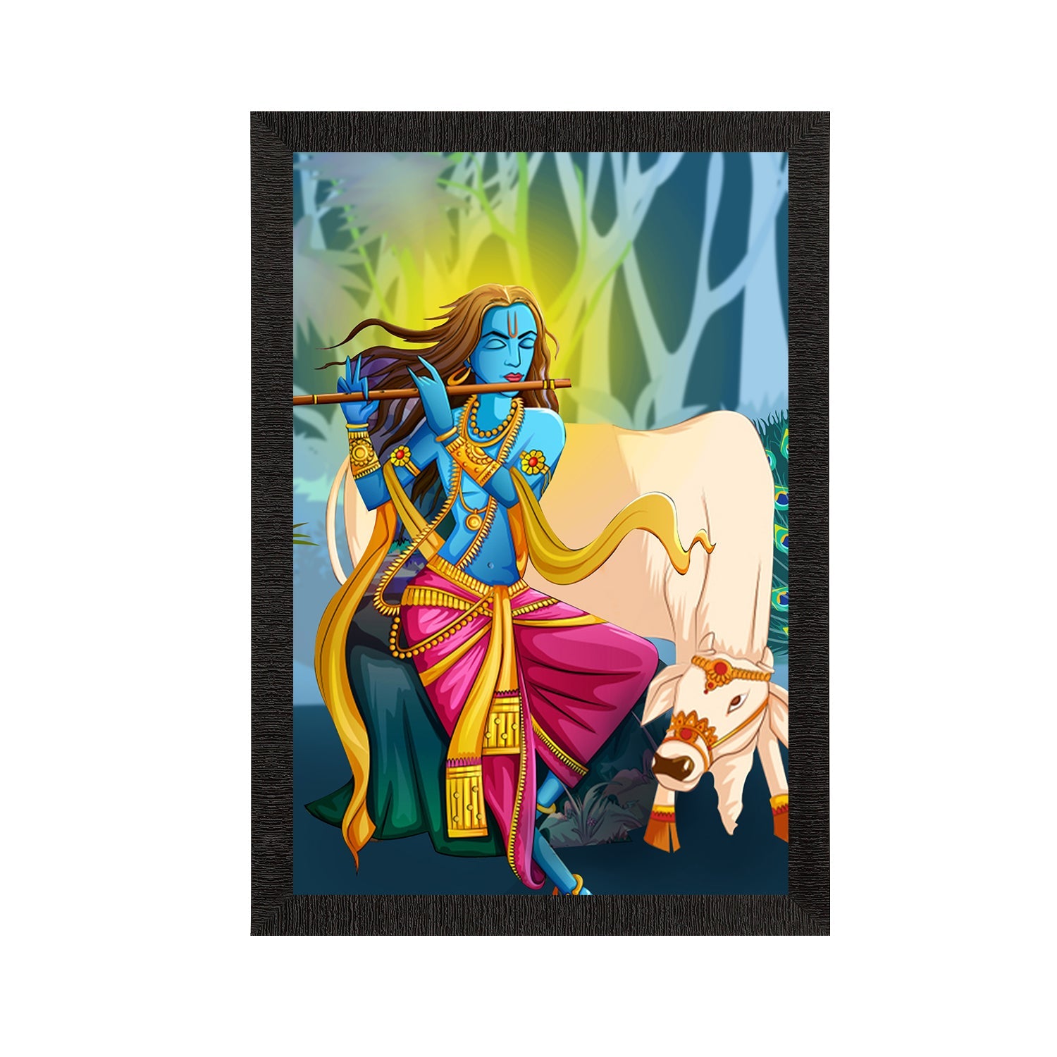 Lord Krishna Satin Matt Texture UV Art Painting Kafalo
