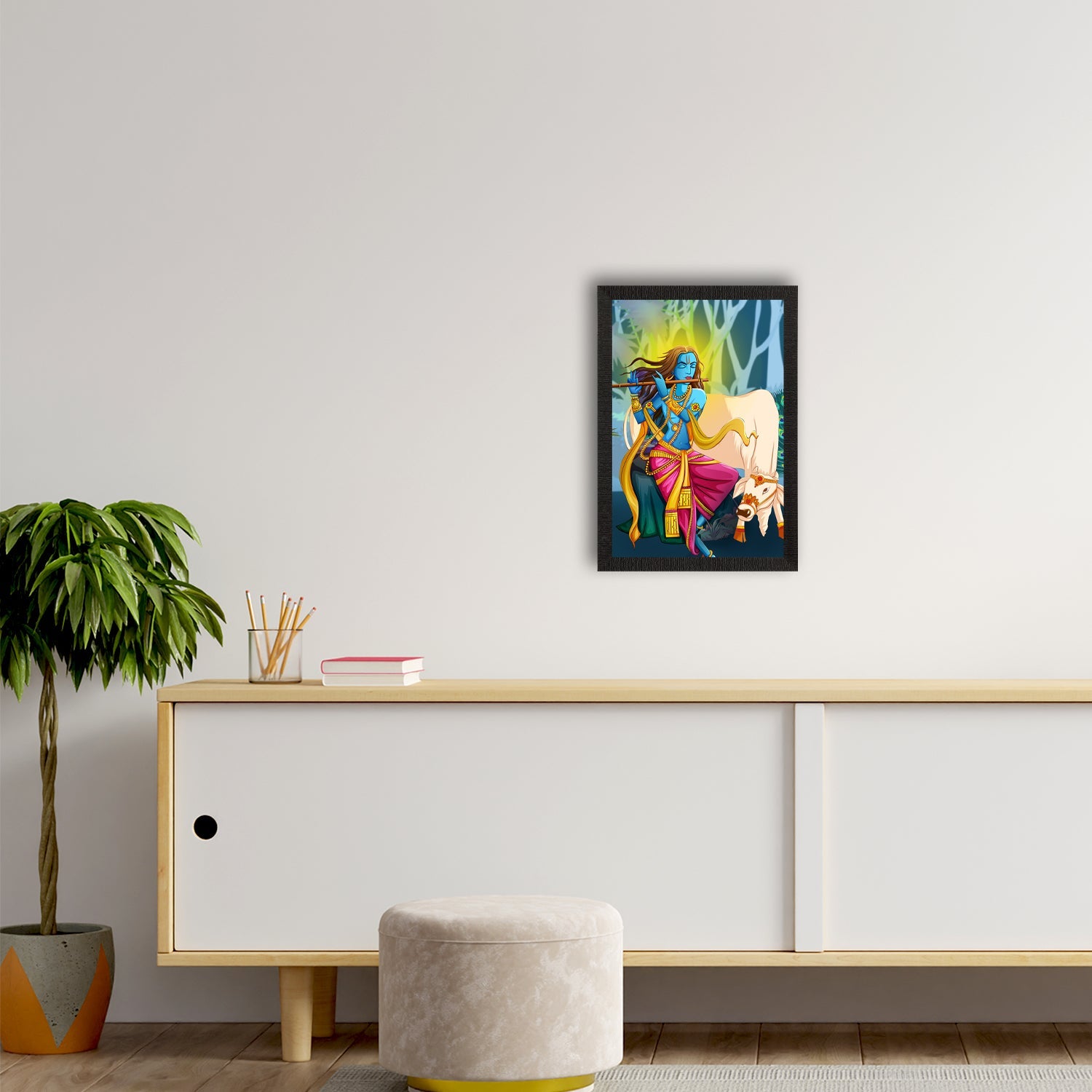 Lord Krishna Satin Matt Texture UV Art Painting Kafalo
