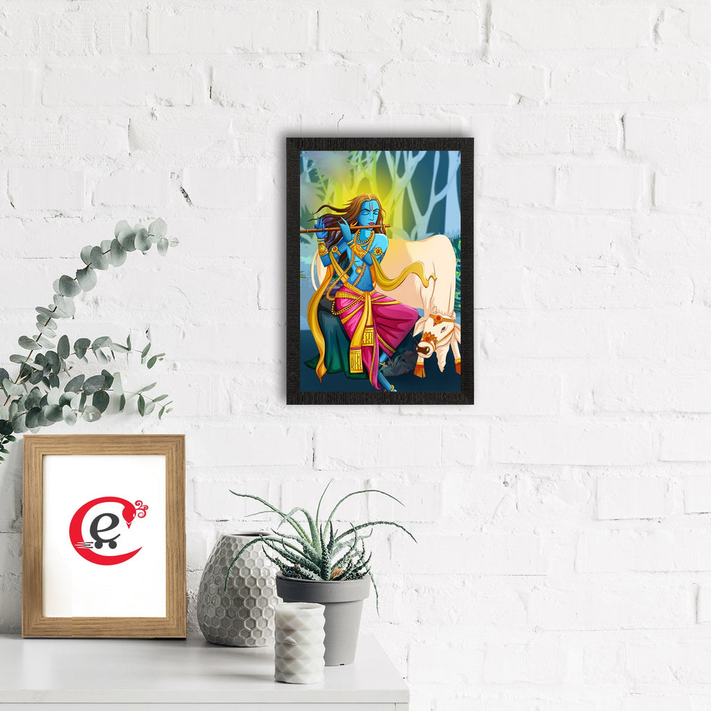 Lord Krishna Satin Matt Texture UV Art Painting Kafalo