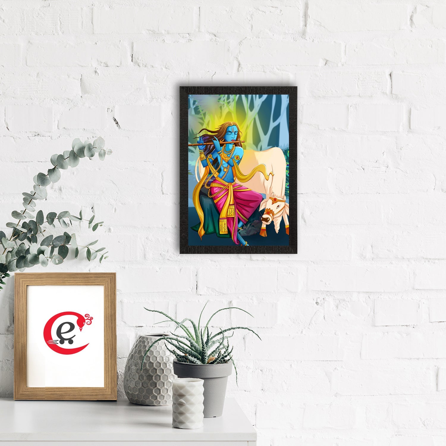 Lord Krishna Satin Matt Texture UV Art Painting Kafalo