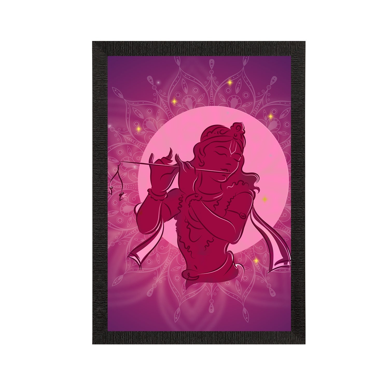 Lord Krishna Playing Flute Painting Digital Printed Religious Wall Art Kafalo