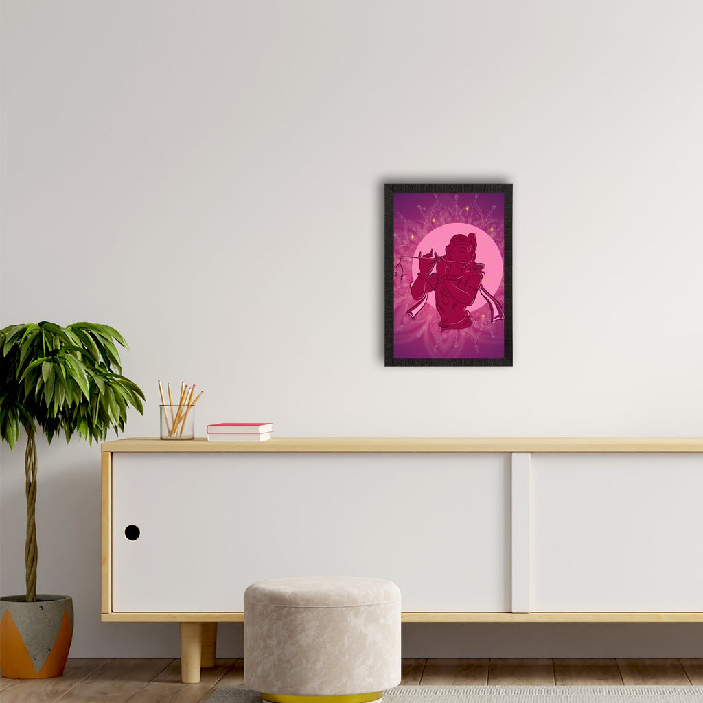 Lord Krishna Playing Flute Painting Digital Printed Religious Wall Art Kafalo