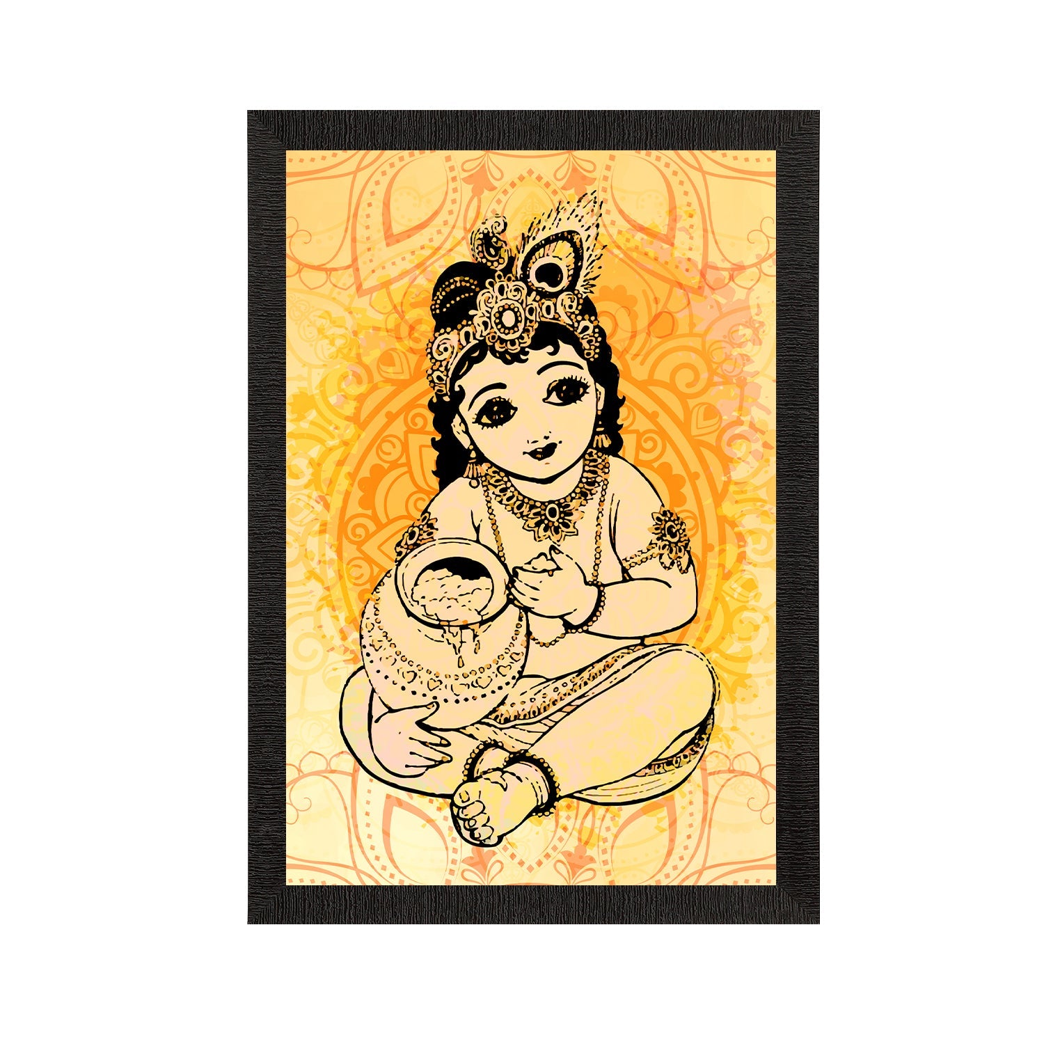 Lord Krishna Painting Digital Printed Religious Wall Art Kafalo
