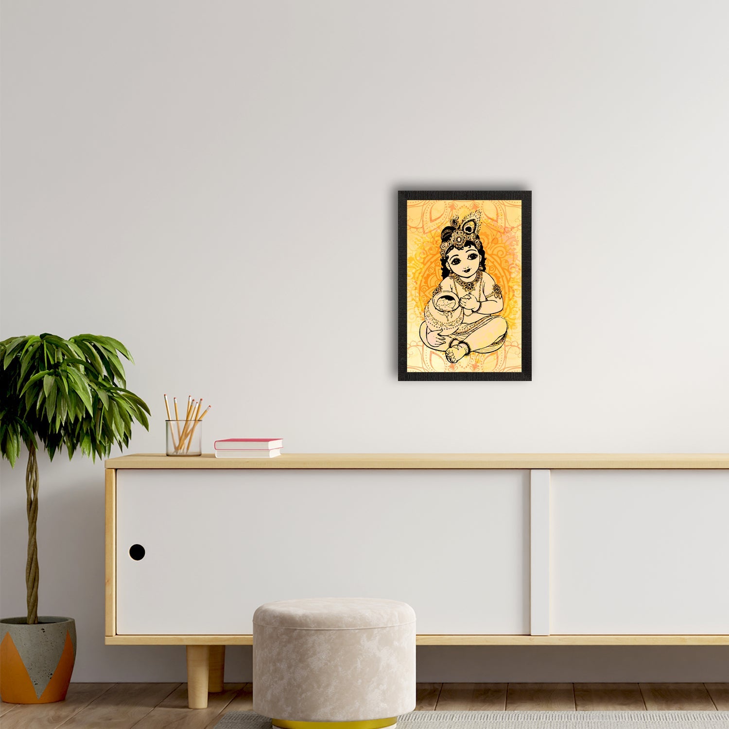 Lord Krishna Painting Digital Printed Religious Wall Art Kafalo