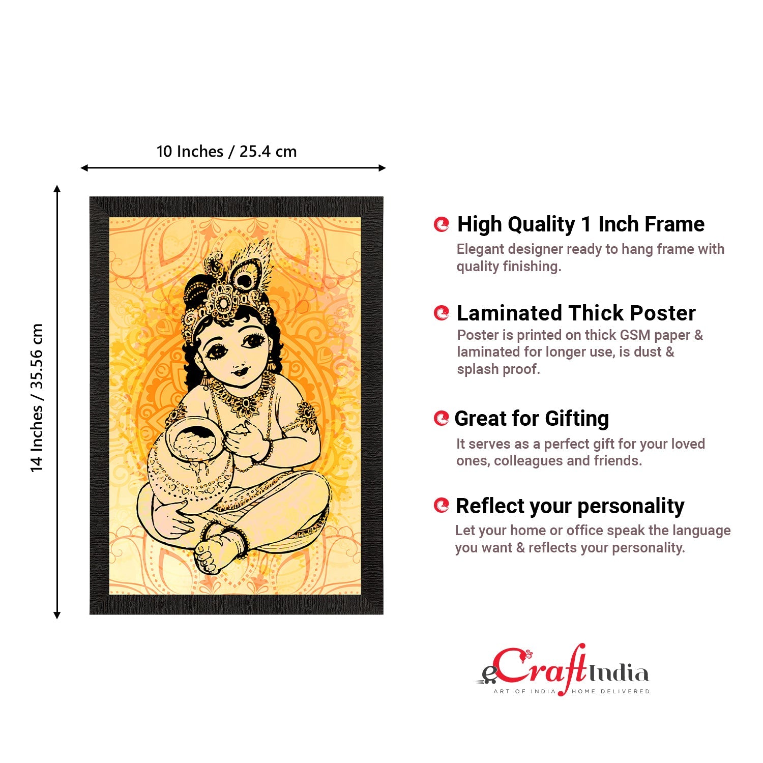 Lord Krishna Painting Digital Printed Religious Wall Art Kafalo