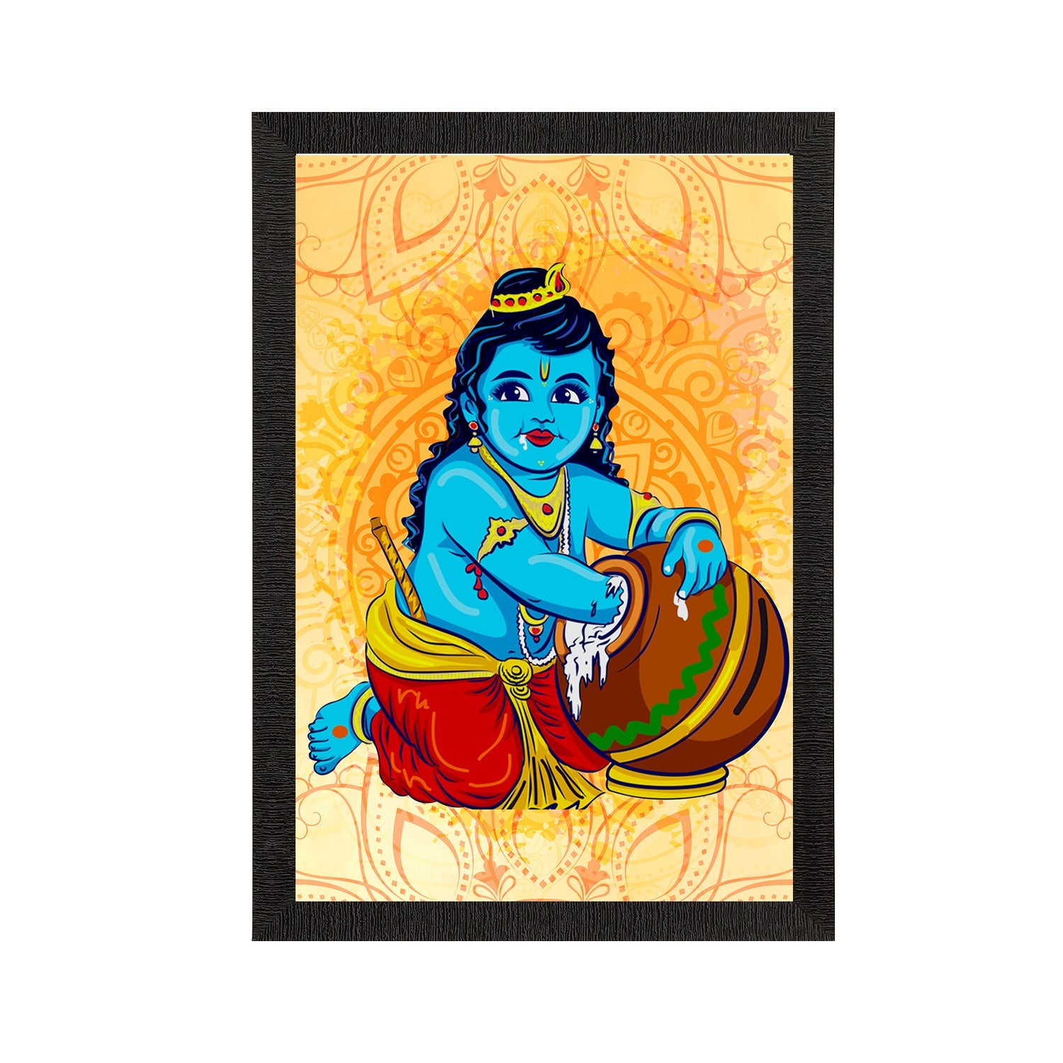Lord Krishna Painting Digital Printed Religious Wall Art Kafalo