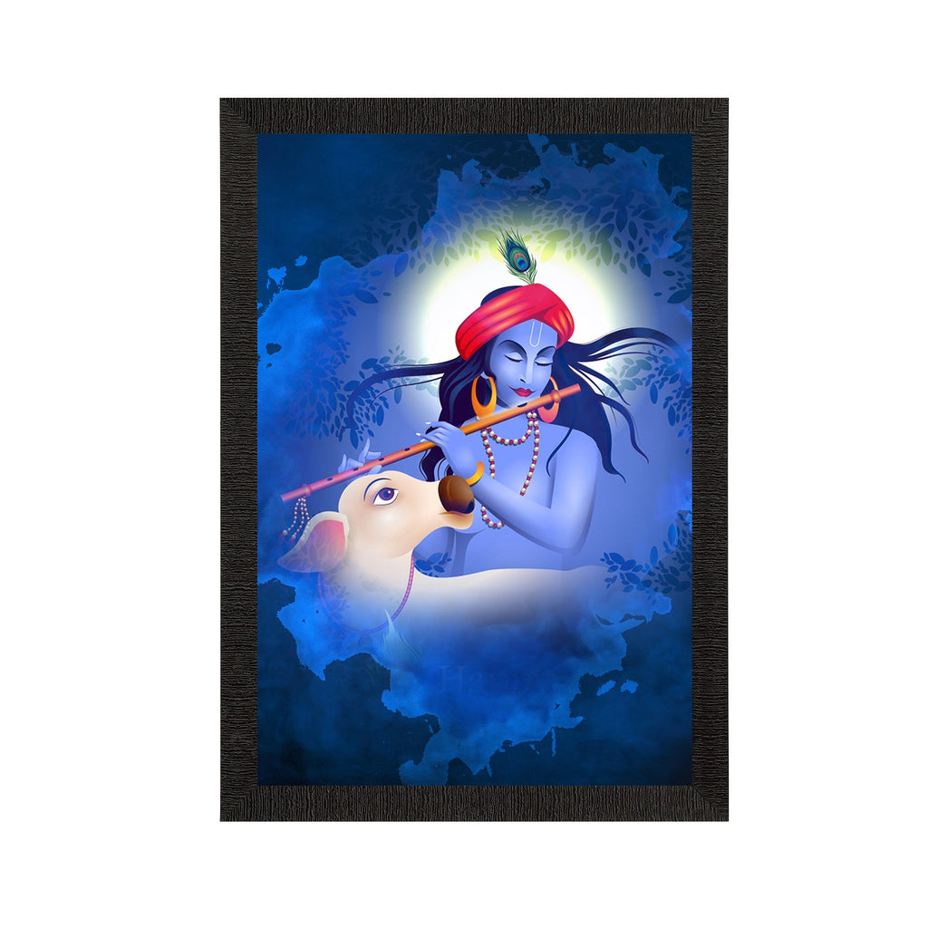 Lord Krishna Satin Matt Texture UV Art Painting Kafalo