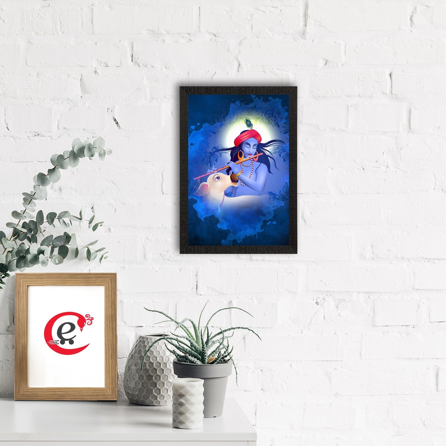 Lord Krishna Satin Matt Texture UV Art Painting Kafalo