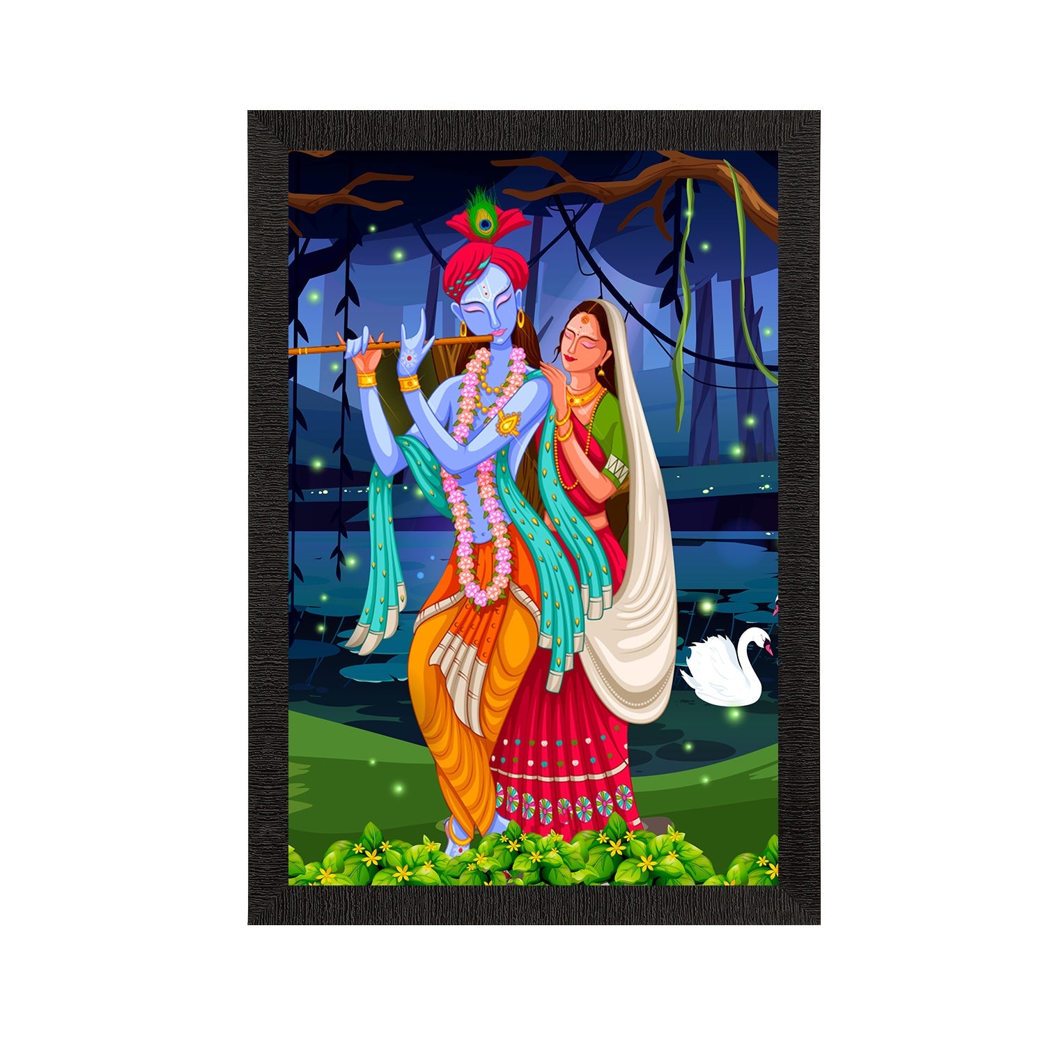 Radha Krishna Painting Digital Printed Religious Wall Art Kafalo