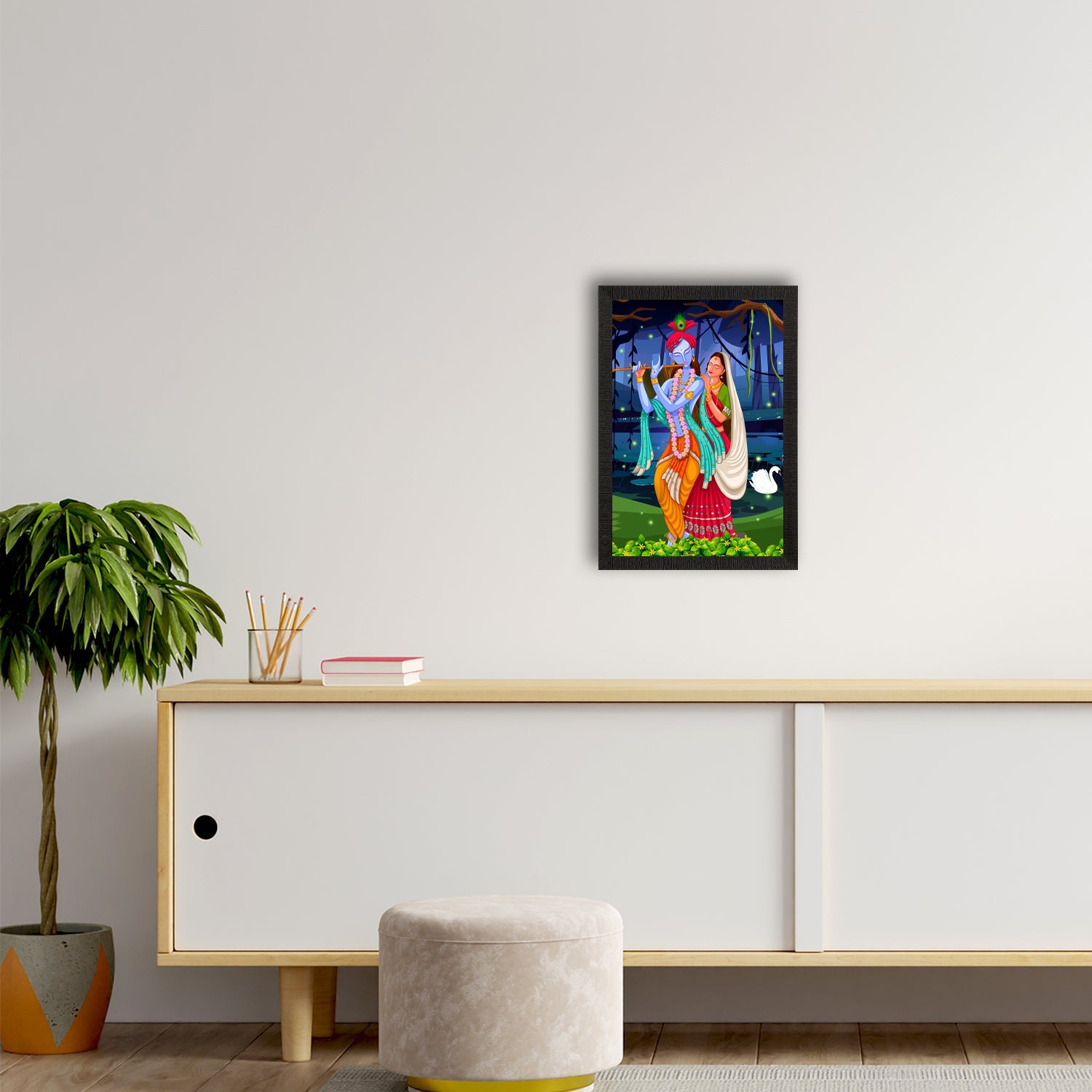 Radha Krishna Painting Digital Printed Religious Wall Art Kafalo