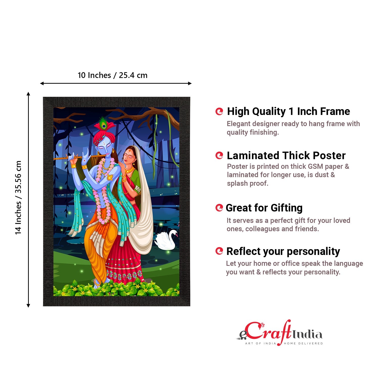 Radha Krishna Painting Digital Printed Religious Wall Art Kafalo