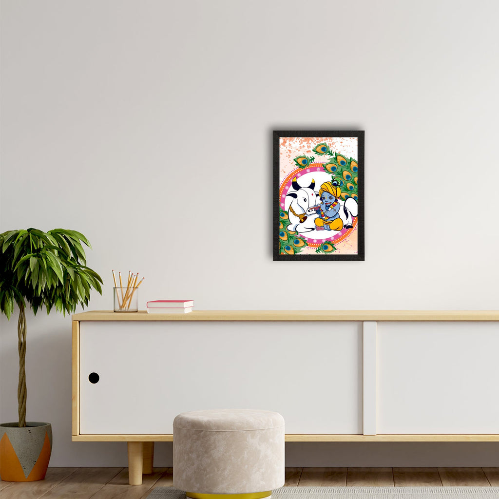 Lord Krishna Satin Matt Texture UV Art Painting Kafalo