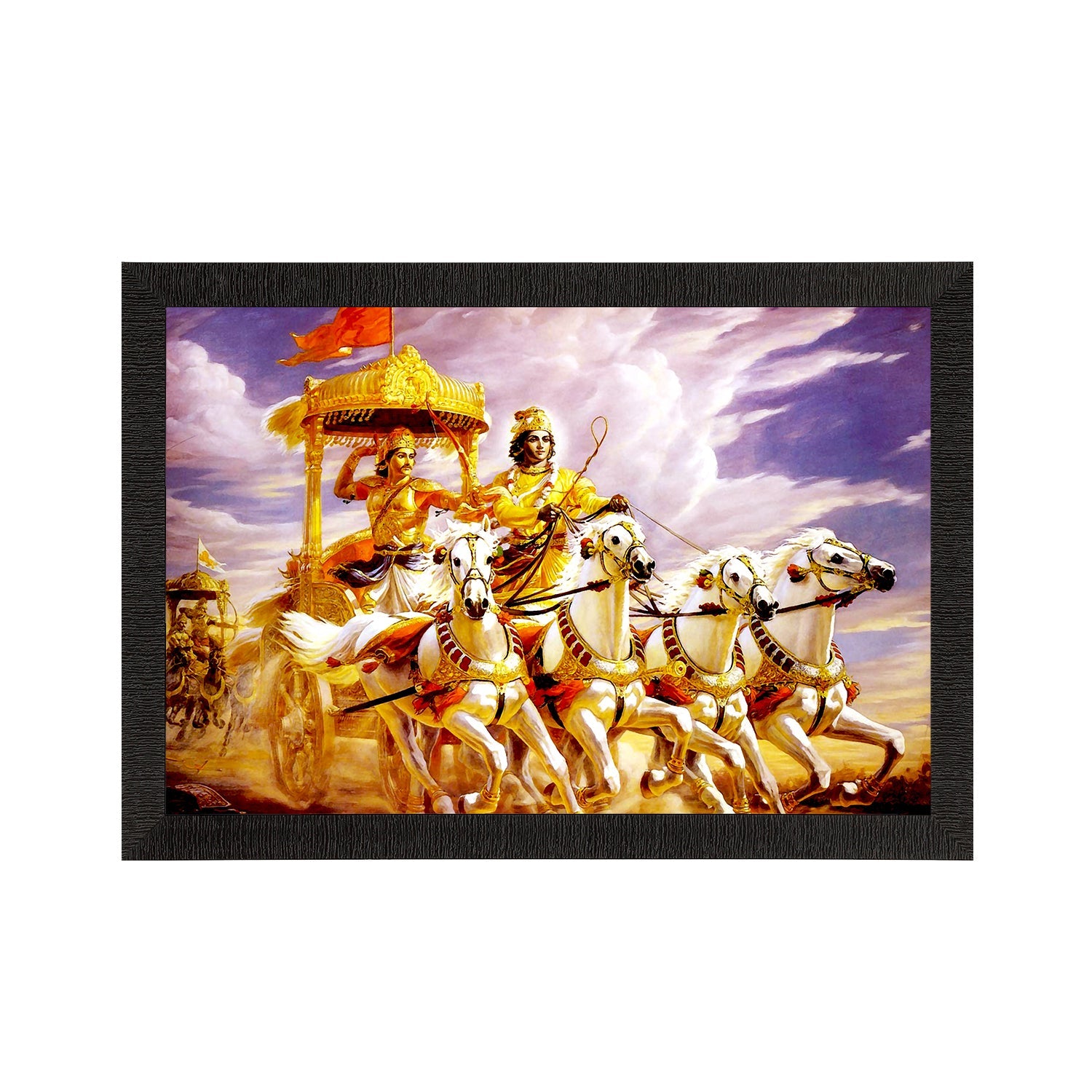 Krishna with Arjun on Rath Satin Matt Texture UV Art Painting Kafalo