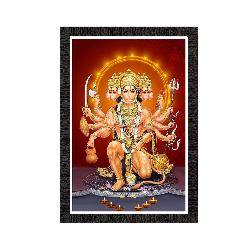 Panch Mukhi Lord Hanuman Satin Matt Texture UV Art Painting Kafalo