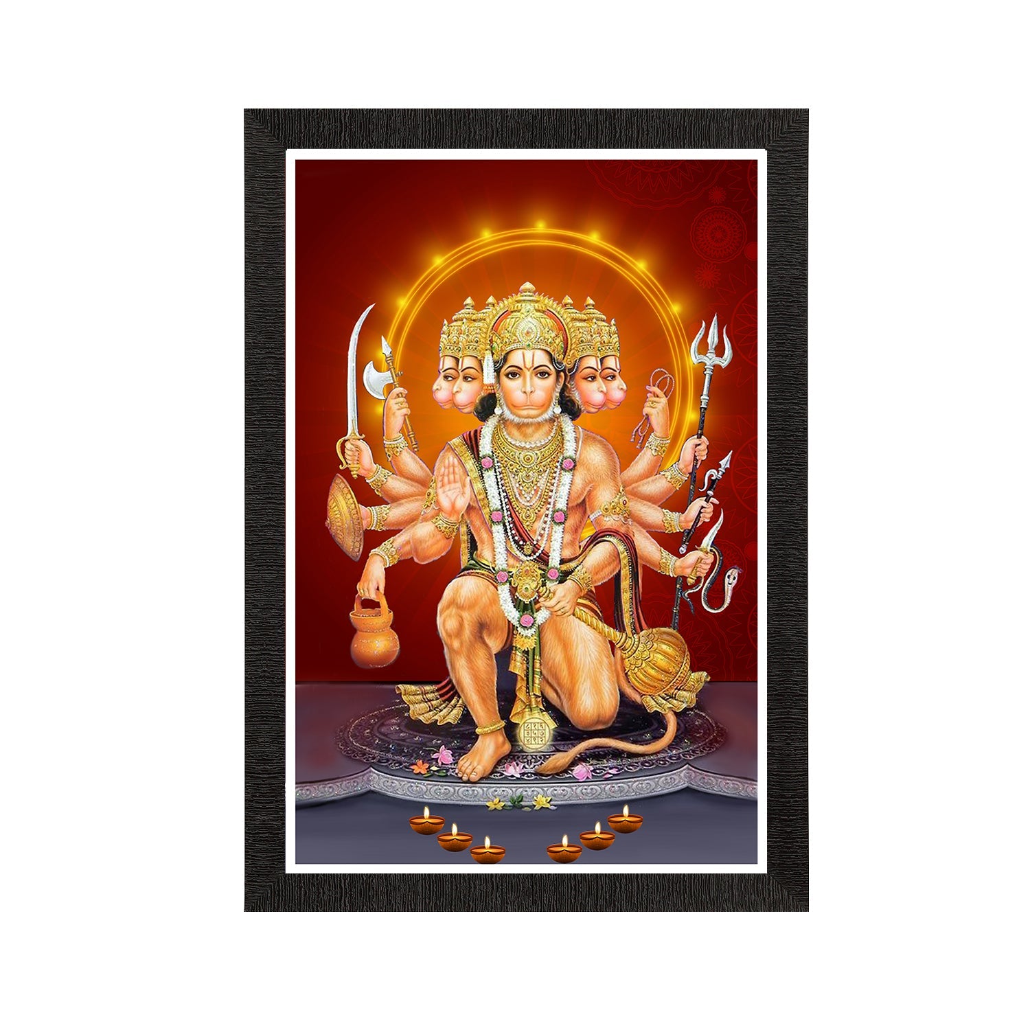 Panch Mukhi Lord Hanuman Satin Matt Texture UV Art Painting Kafalo