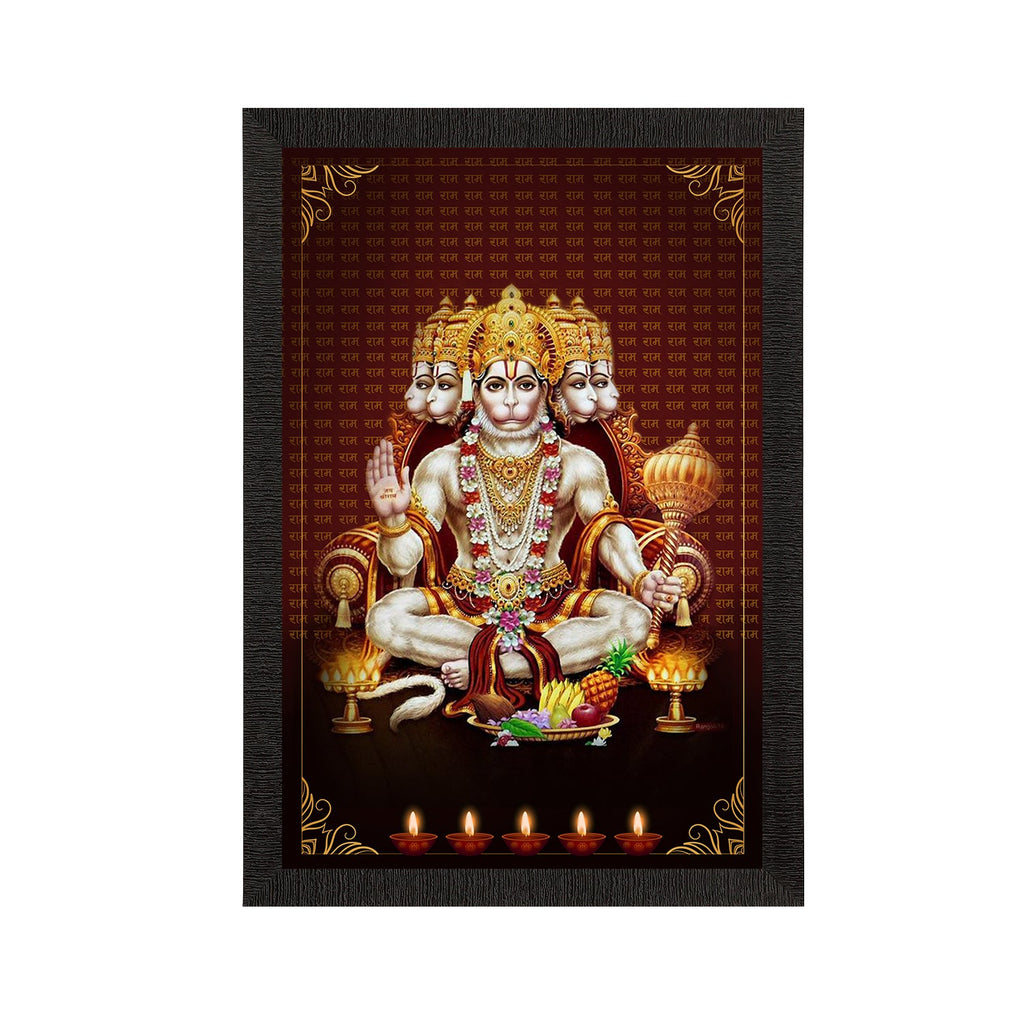 Panch Mukhi Lord Hanuman Satin Matt Texture UV Art Painting Kafalo