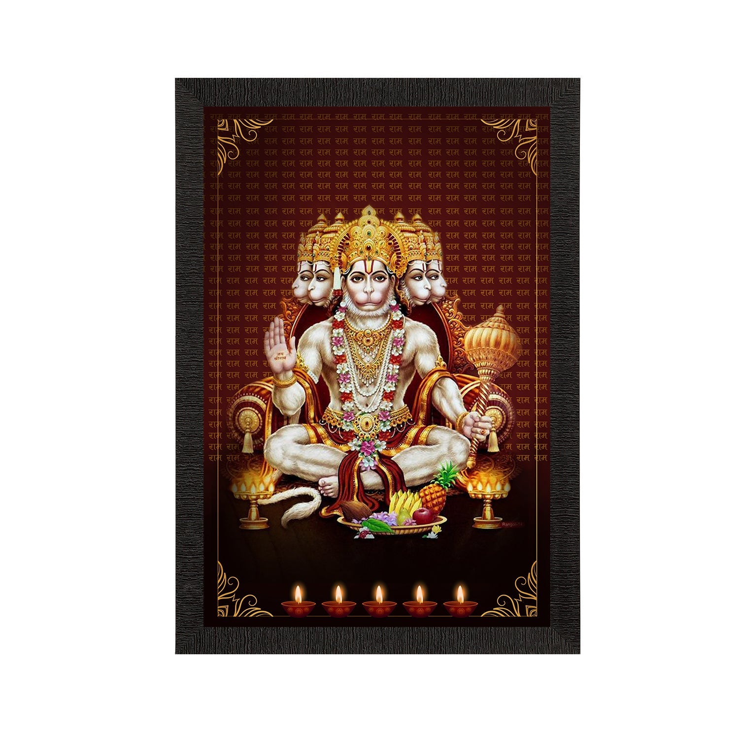 Panch Mukhi Lord Hanuman Satin Matt Texture UV Art Painting Kafalo