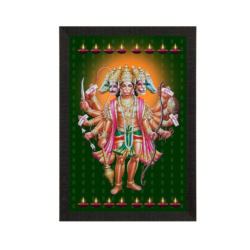 Panch Mukhi Lord Hanuman Satin Matt Texture UV Art Painting Kafalo