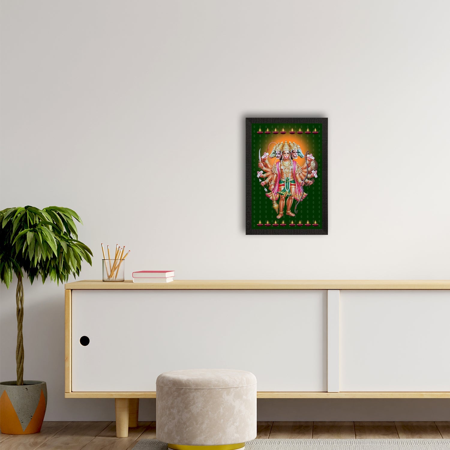 Panch Mukhi Lord Hanuman Satin Matt Texture UV Art Painting Kafalo