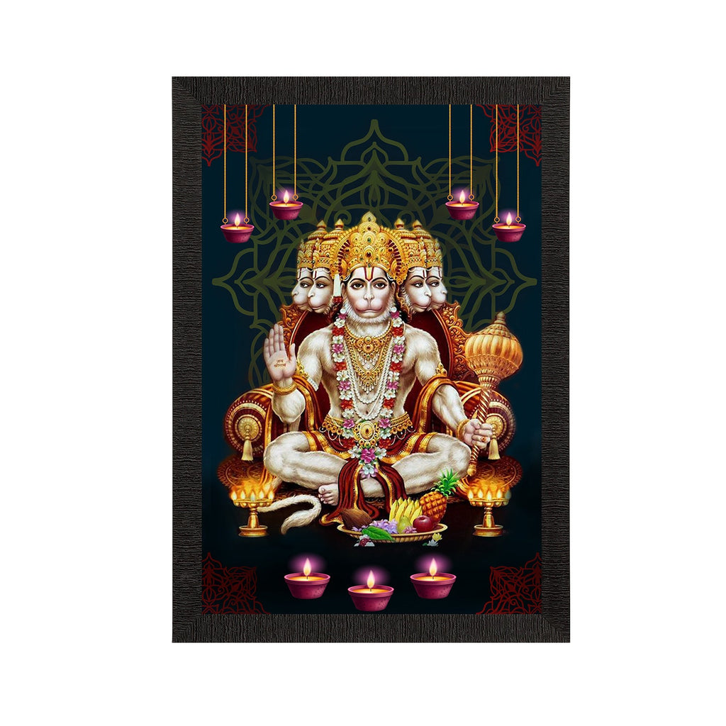 Panch Mukhi Lord Hanuman Satin Matt Texture UV Art Painting Kafalo
