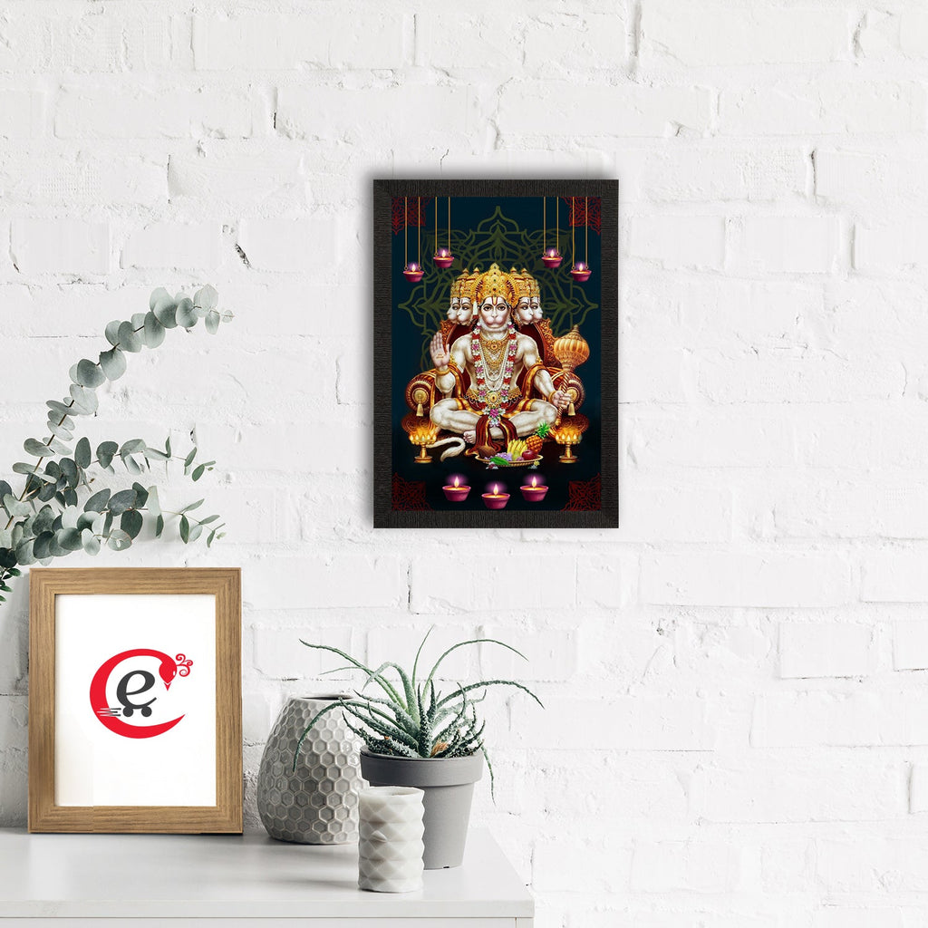 Panch Mukhi Lord Hanuman Satin Matt Texture UV Art Painting Kafalo