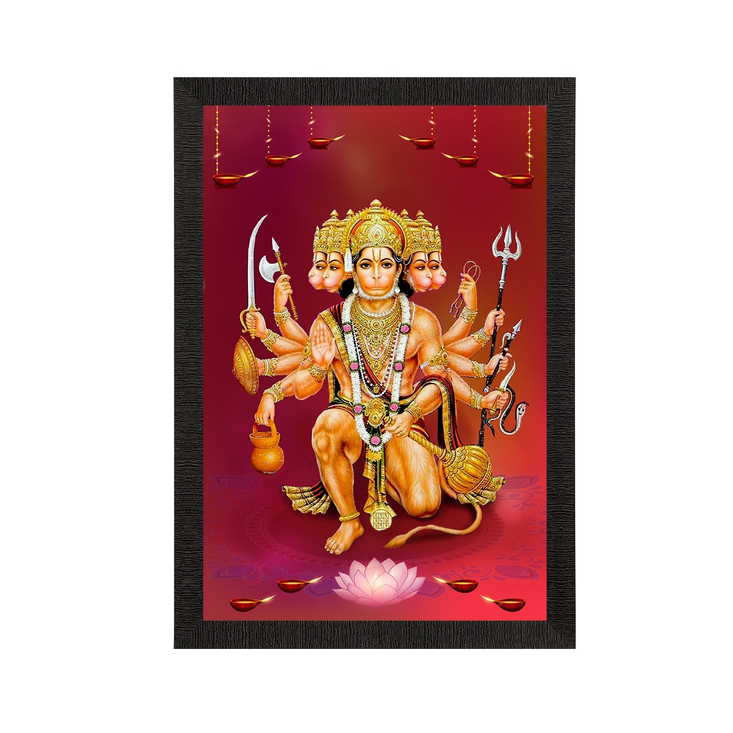 Panch Mukhi Lord Hanuman Satin Matt Texture UV Art Painting Kafalo