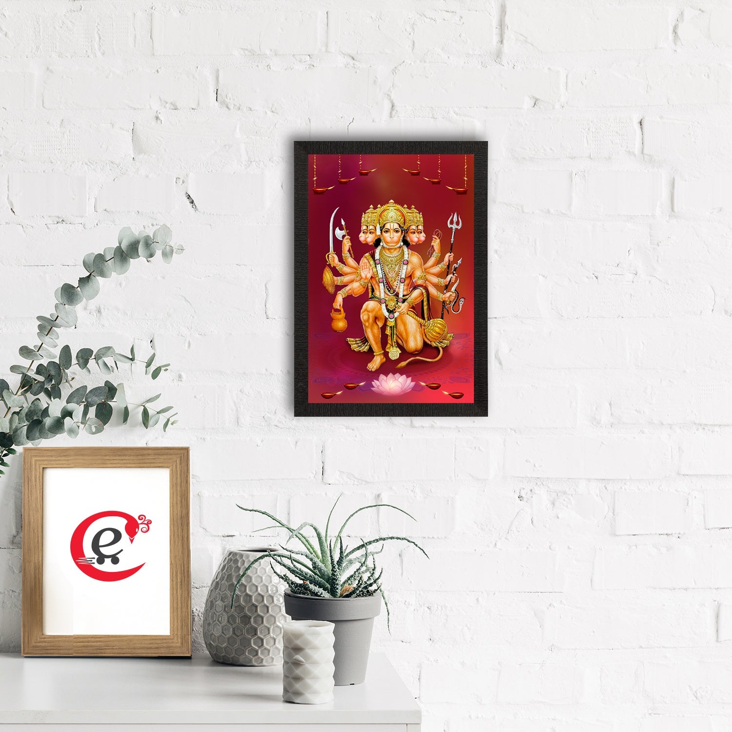 Panch Mukhi Lord Hanuman Satin Matt Texture UV Art Painting Kafalo