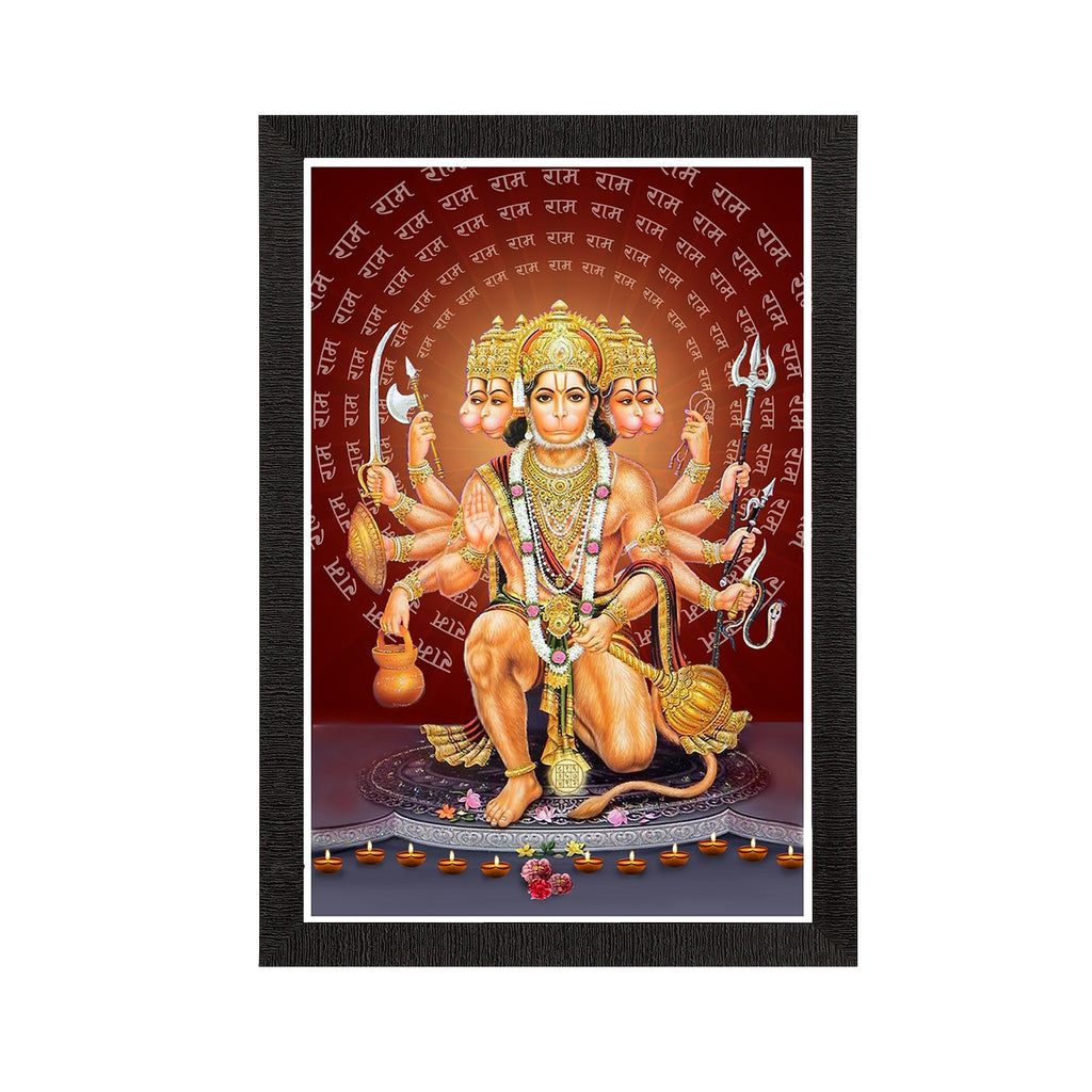 Panch Mukhi Lord Hanuman Satin Matt Texture UV Art Painting Kafalo
