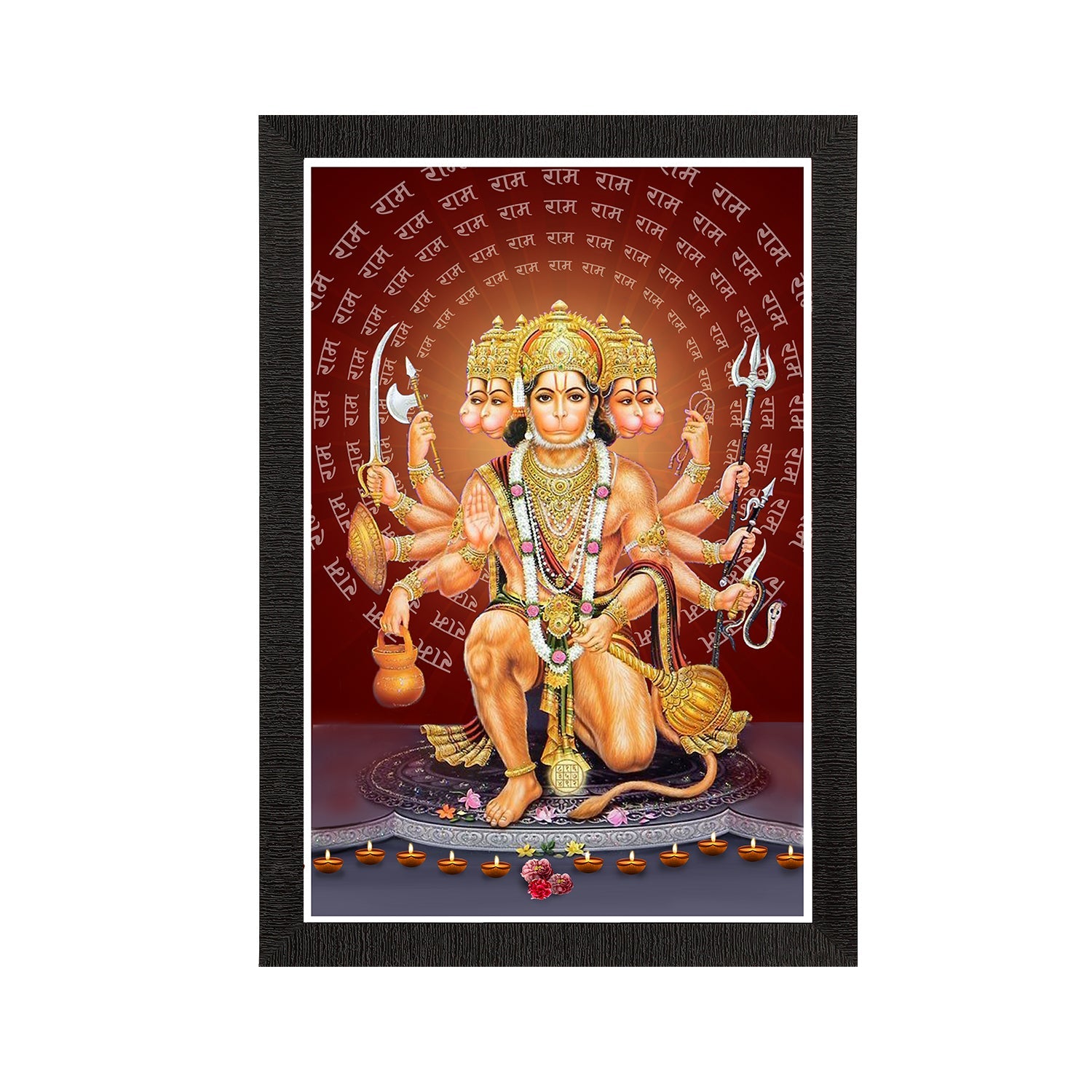 Panch Mukhi Lord Hanuman Satin Matt Texture UV Art Painting Kafalo
