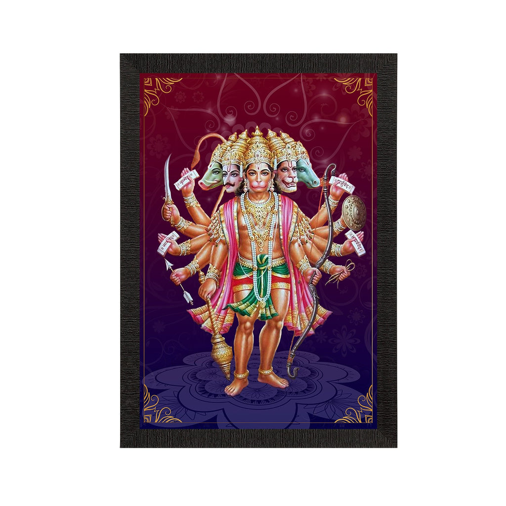 Panch Mukhi Lord Hanuman Satin Matt Texture UV Art Painting Kafalo