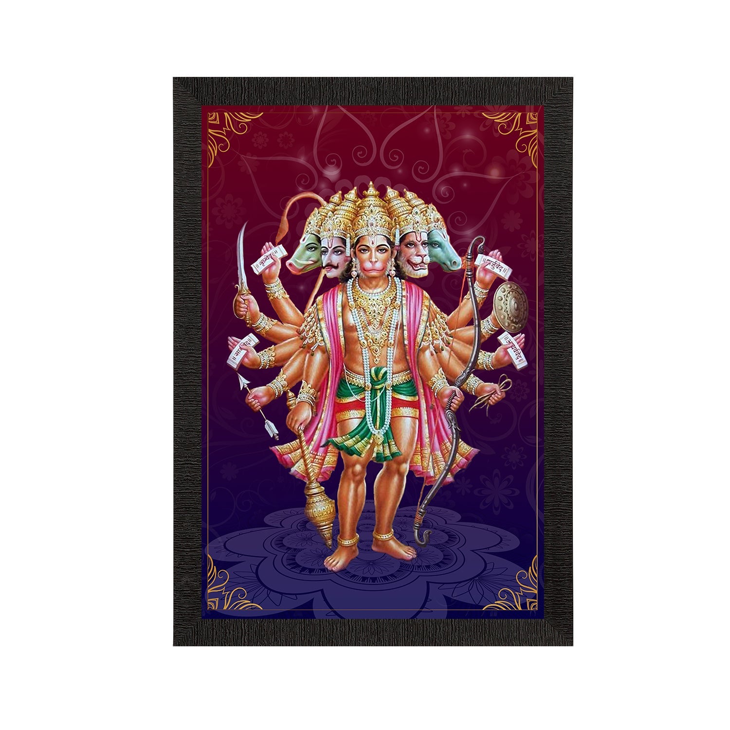 Panch Mukhi Lord Hanuman Satin Matt Texture UV Art Painting Kafalo