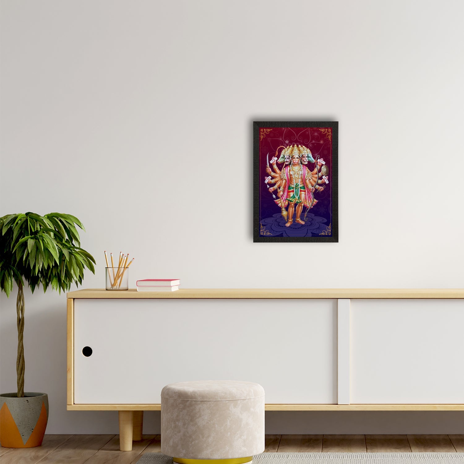 Panch Mukhi Lord Hanuman Satin Matt Texture UV Art Painting Kafalo