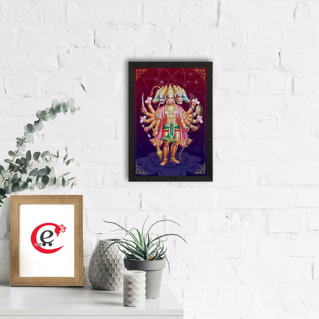 Panch Mukhi Lord Hanuman Satin Matt Texture UV Art Painting Kafalo