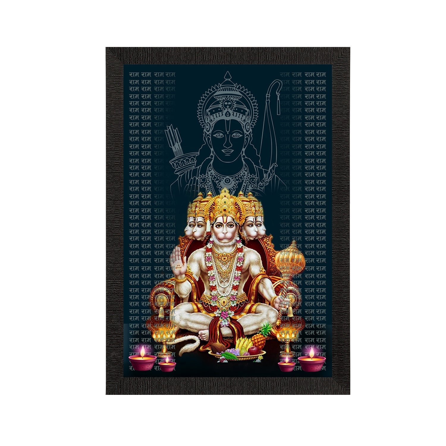 Panch Mukhi Lord Hanuman Satin Matt Texture UV Art Painting Kafalo