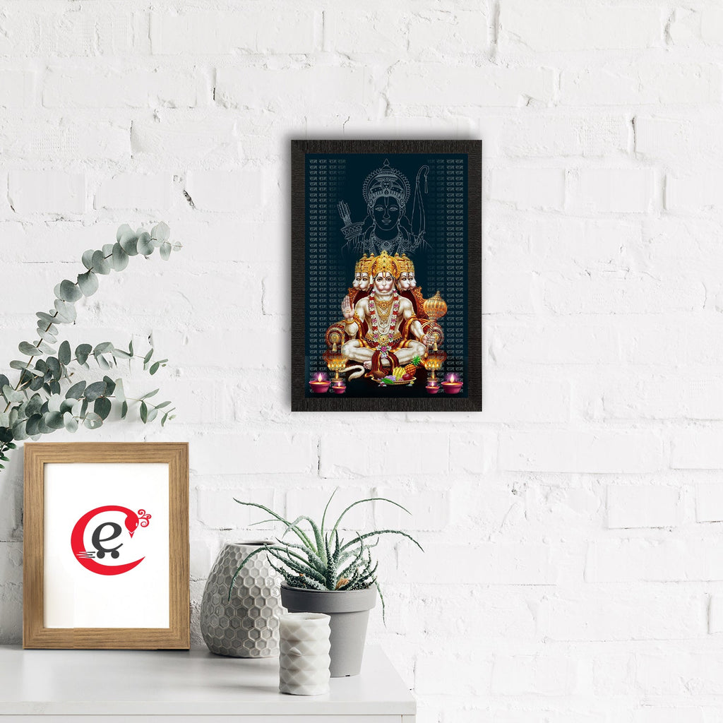Panch Mukhi Lord Hanuman Satin Matt Texture UV Art Painting Kafalo