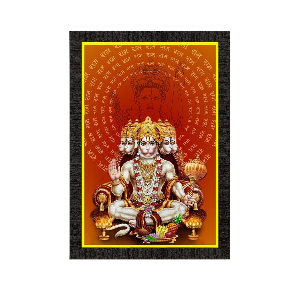 Panch Mukhi Lord Hanuman Satin Matt Texture UV Art Painting Kafalo