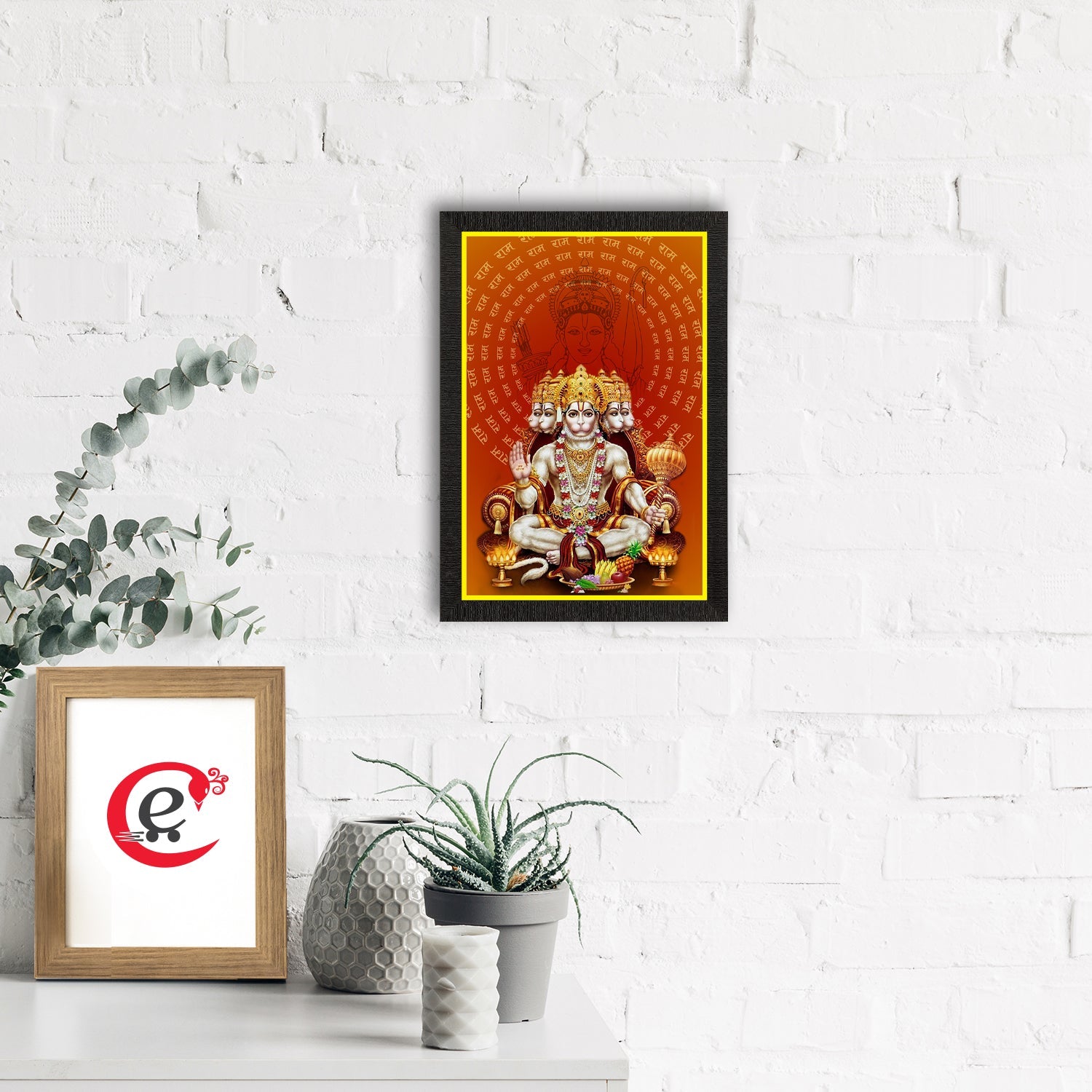 Panch Mukhi Lord Hanuman Satin Matt Texture UV Art Painting Kafalo
