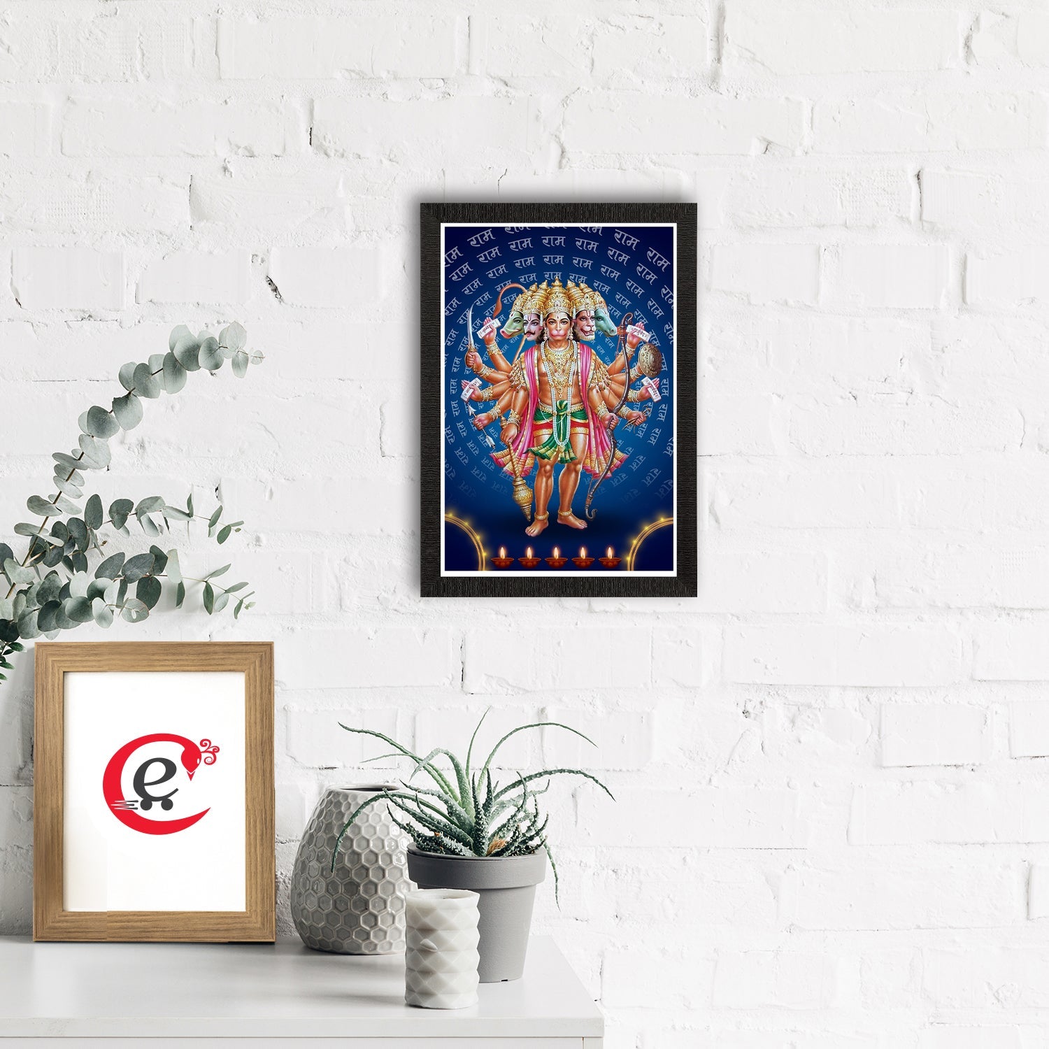Panch Mukhi Lord Hanuman Satin Matt Texture UV Art Painting Kafalo