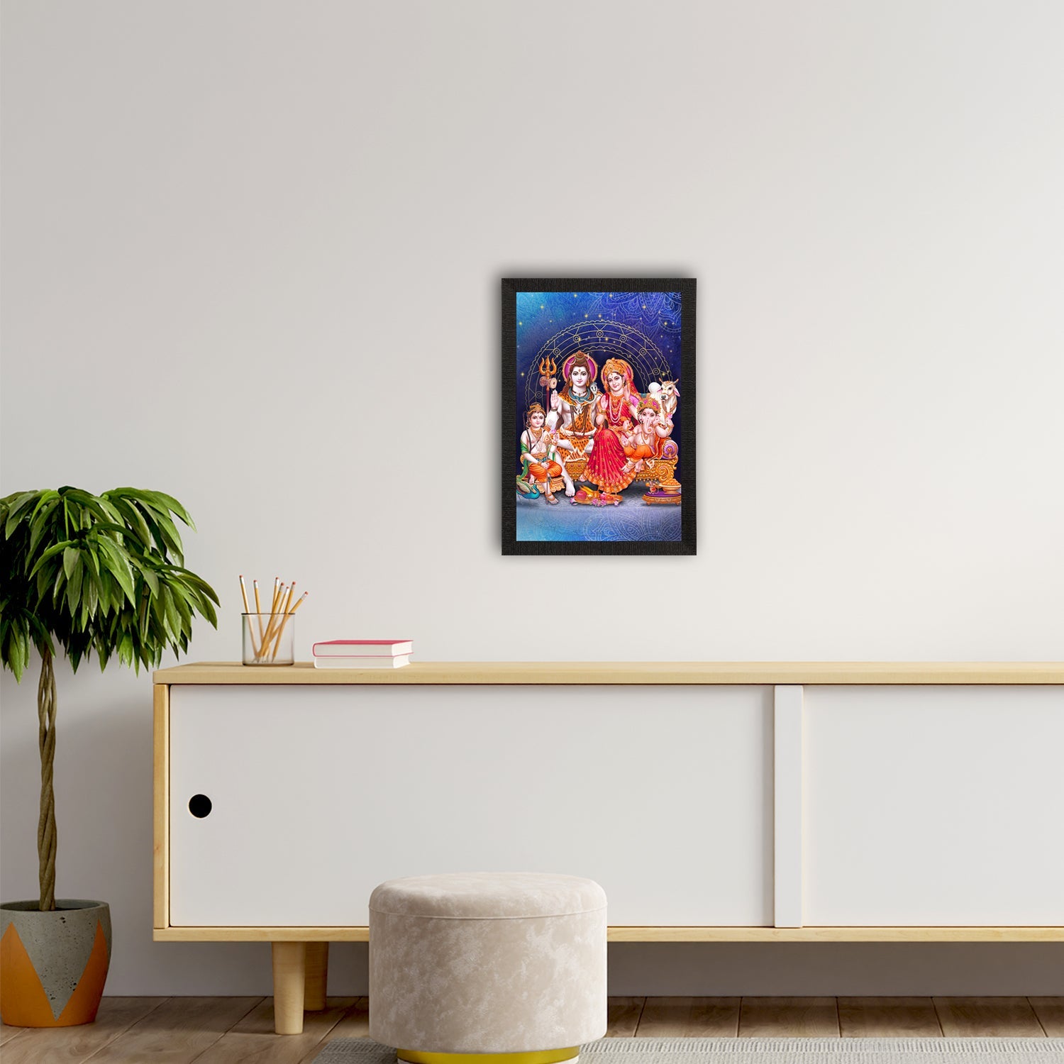 Shiv Parivar Religious Satin Matt Texture UV Art Painting Kafalo
