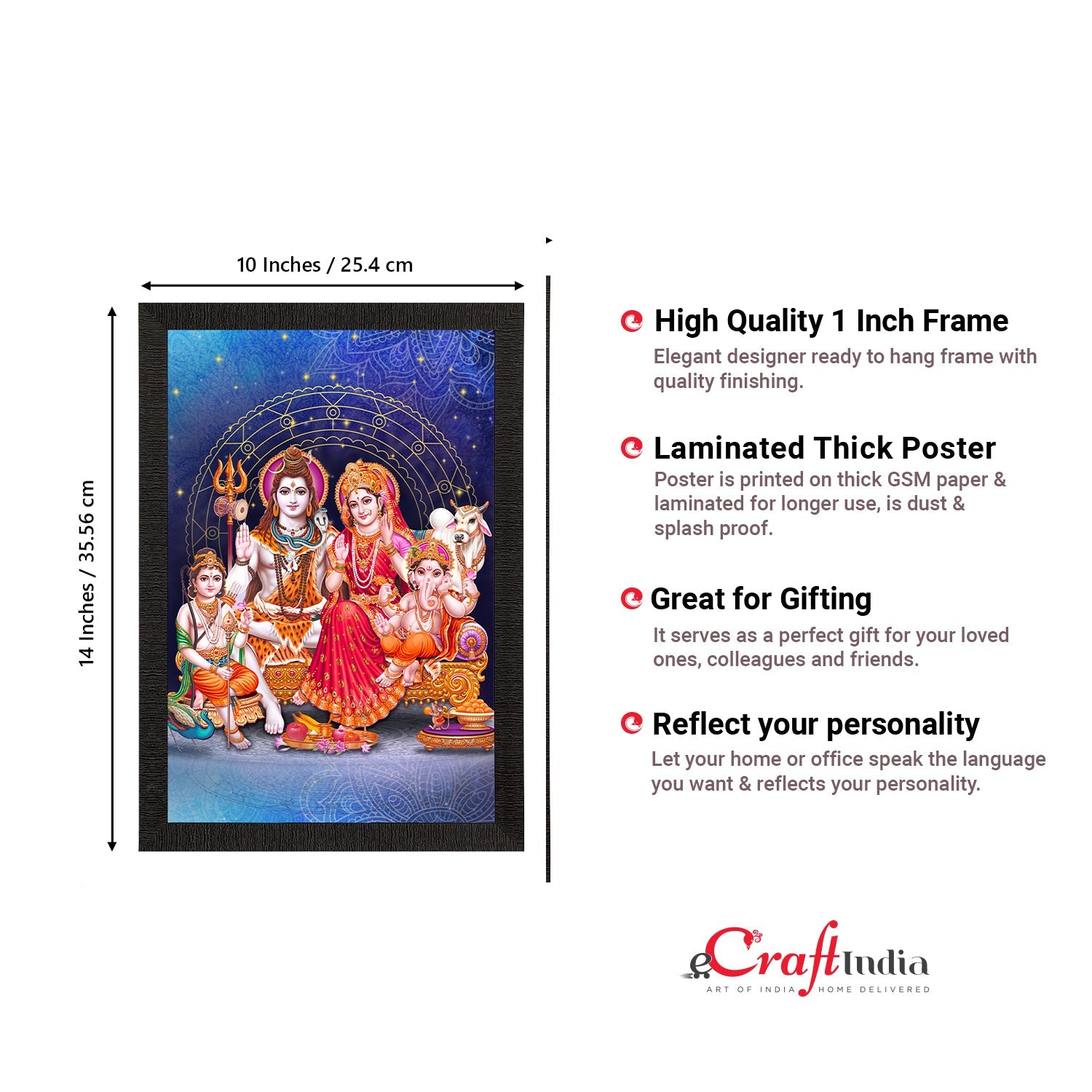 Shiv Parivar Religious Satin Matt Texture UV Art Painting Kafalo