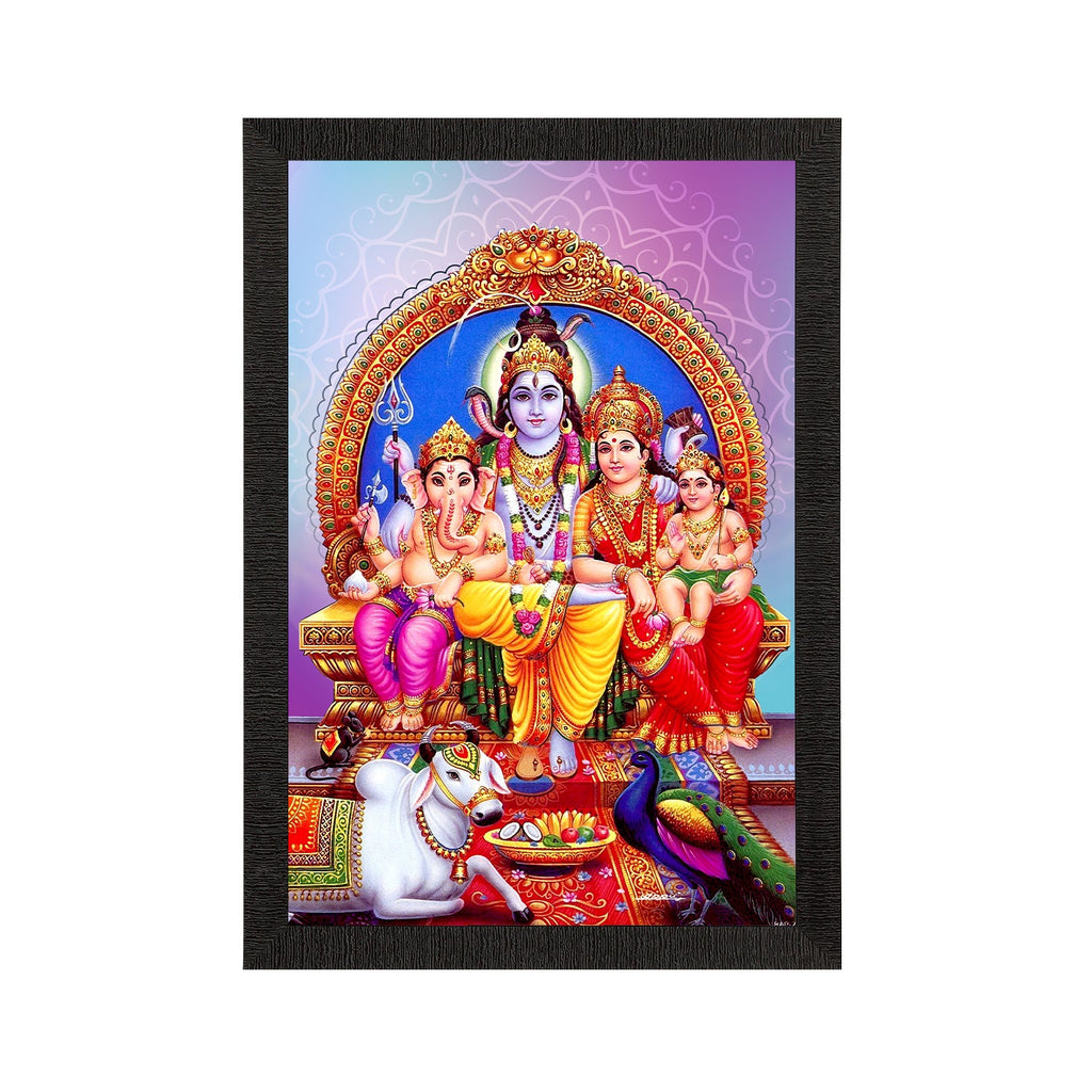 Shiv Parivar Religious Satin Matt Texture UV Art Painting Kafalo