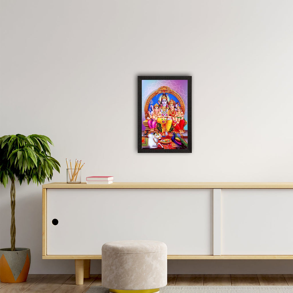 Shiv Parivar Religious Satin Matt Texture UV Art Painting Kafalo