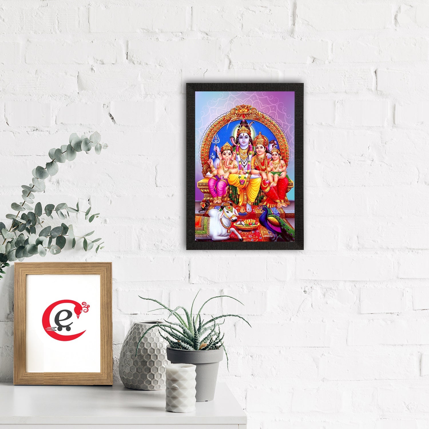 Shiv Parivar Religious Satin Matt Texture UV Art Painting Kafalo