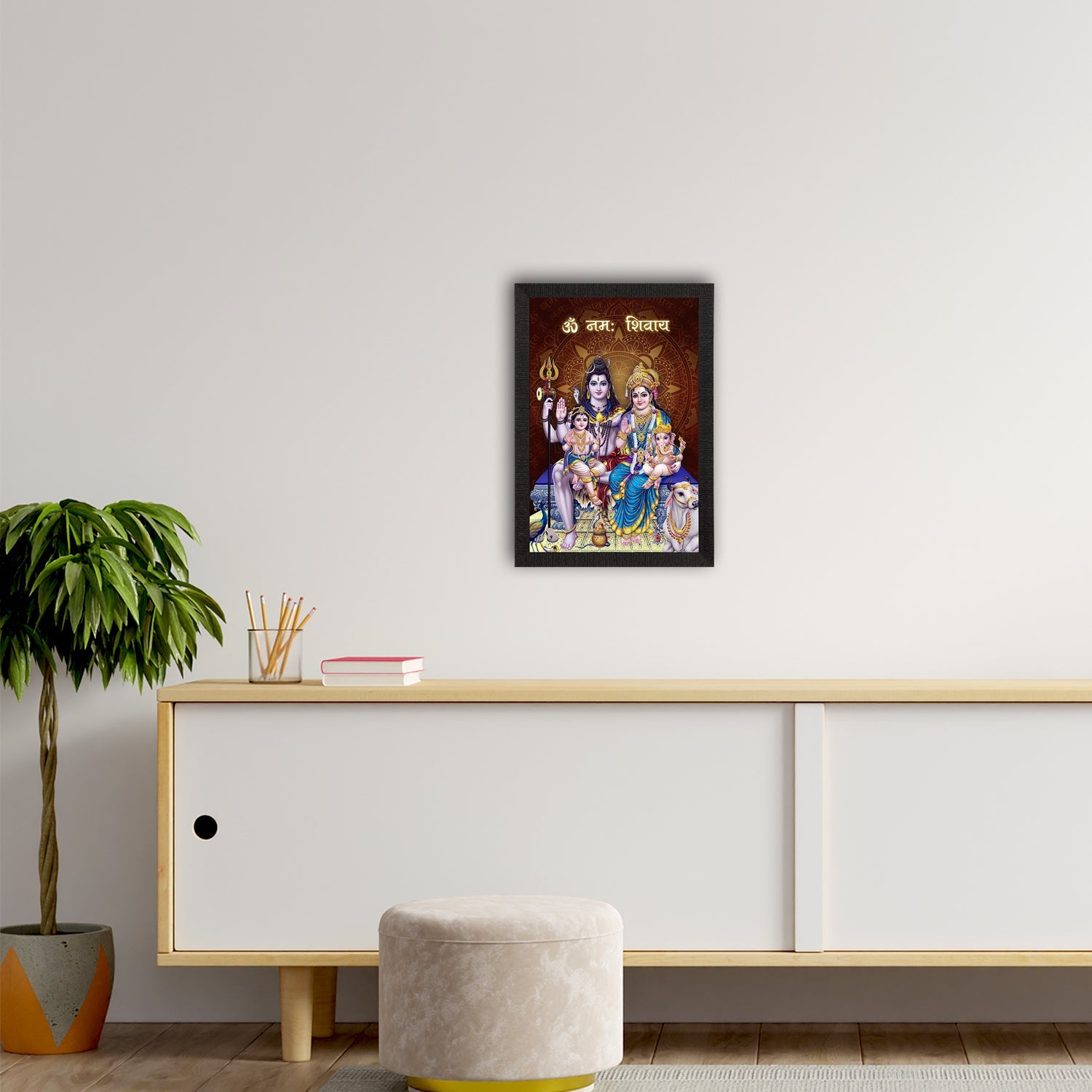 Shiv Parivar Religious Satin Matt Texture UV Art Painting Kafalo