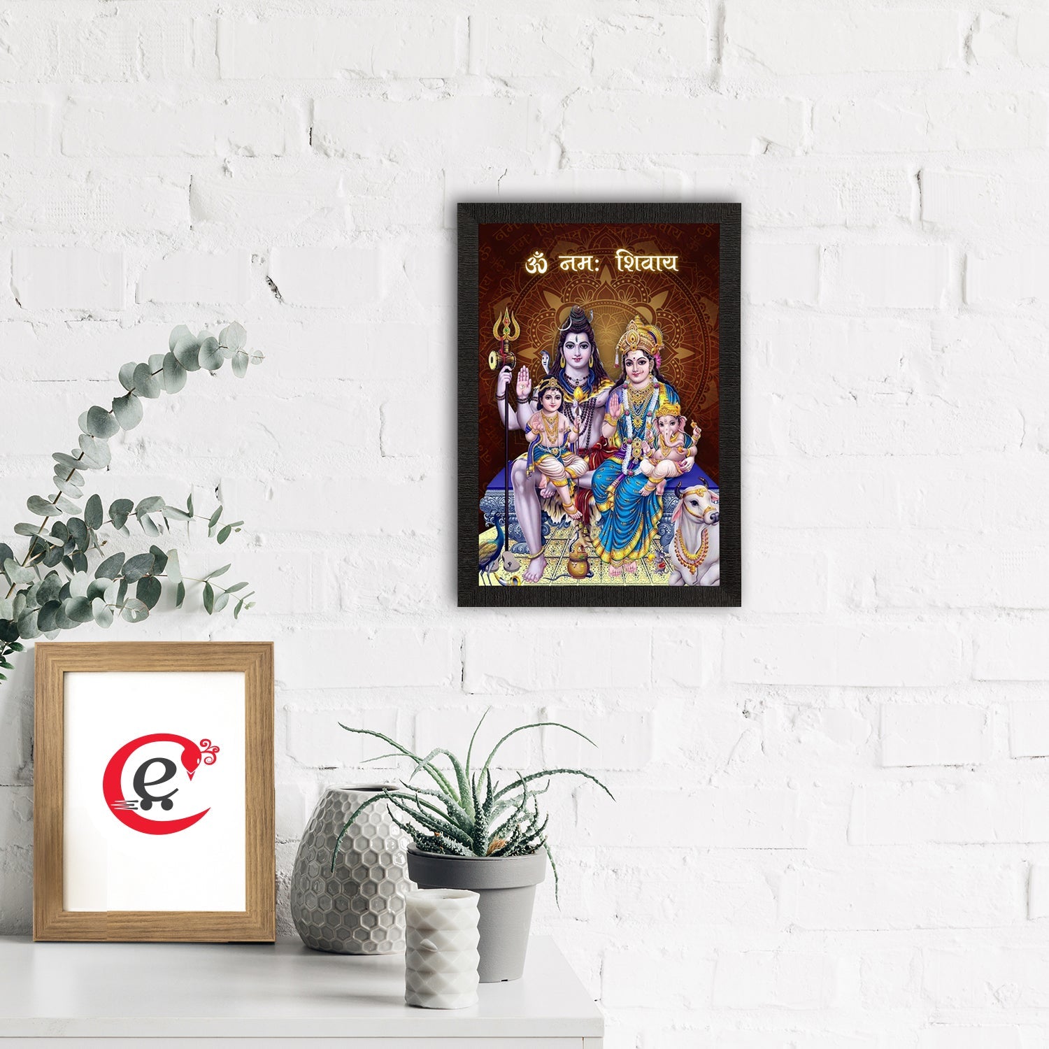Shiv Parivar Religious Satin Matt Texture UV Art Painting Kafalo