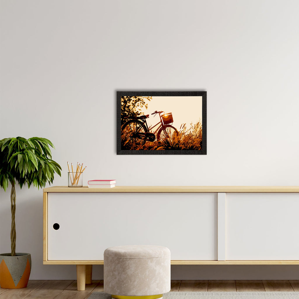 Cycle Standing in Grass View Satin Matt Texture UV Art Painting Kafalo