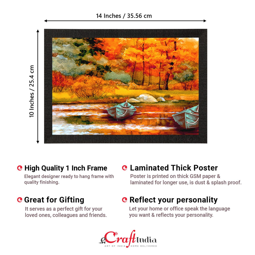 River Side Autumn Season View Satin Matt Texture UV Art Painting Kafalo