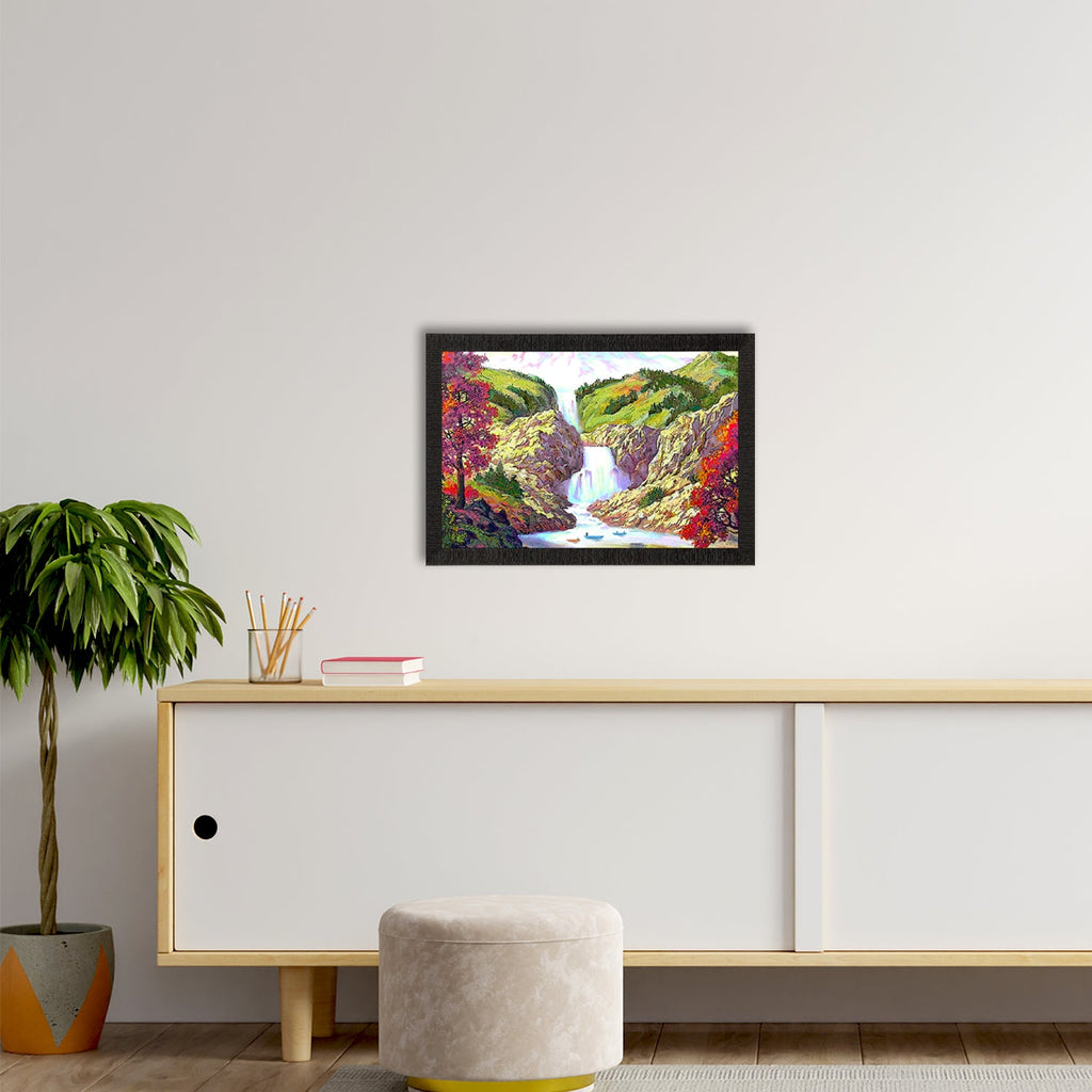 Waterfall Scenic View Satin Matt Texture UV Art Painting Kafalo